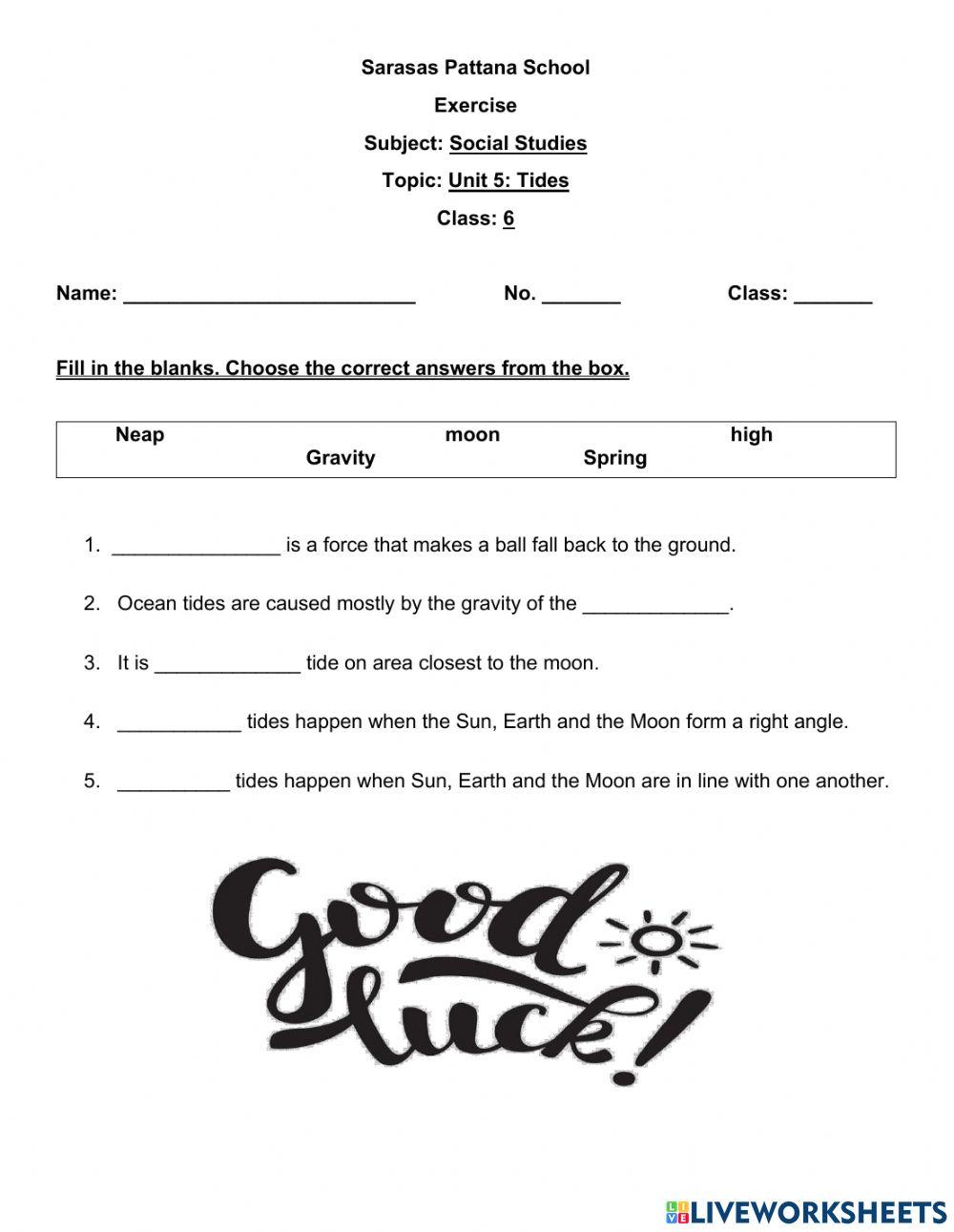 Grade 6- Unit 5 Tides