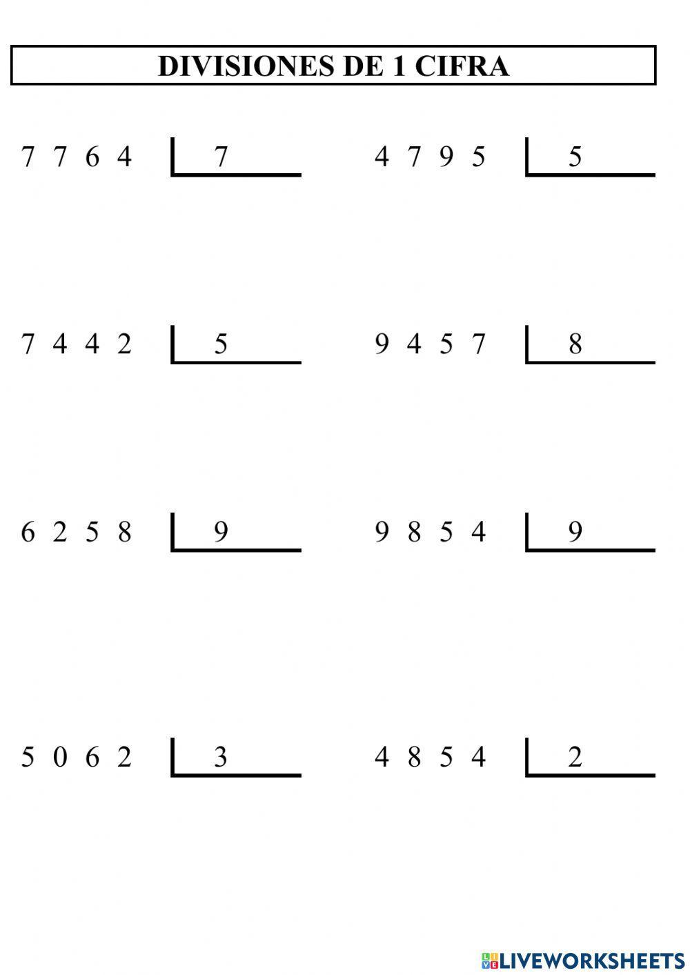 Divisiones por 1 cifra - 4º - 5