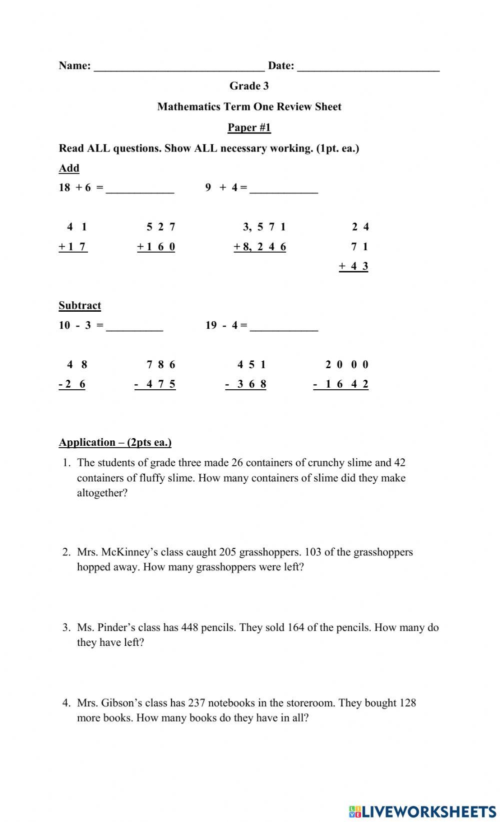 Math Review Paper -1