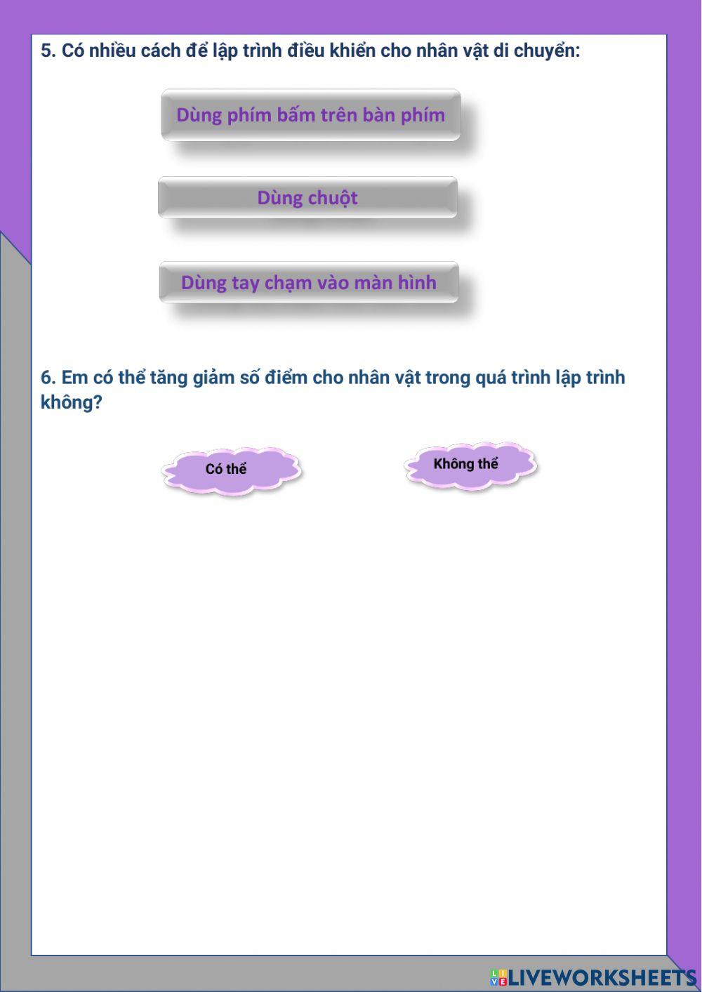Tin học lớp 2-Tuần 21-Bài 6: Lập trình để người chơi điều khiển nhân vật (tiết 3)