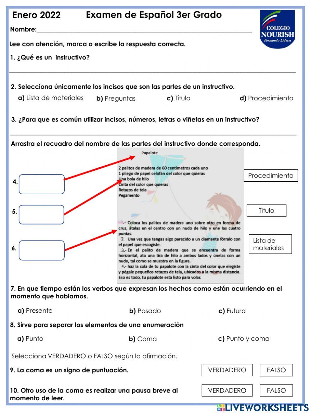 Examen de Español