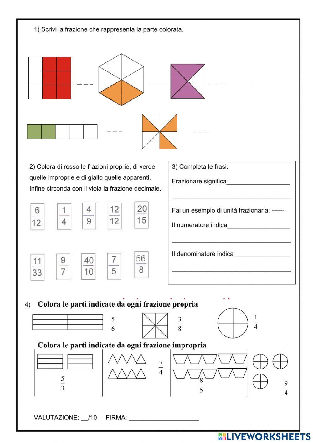 Frazioni - classificazione