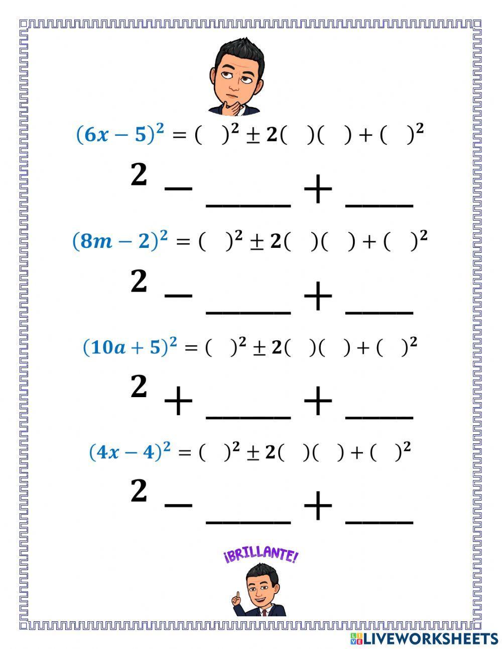 Binomios al cuadrado