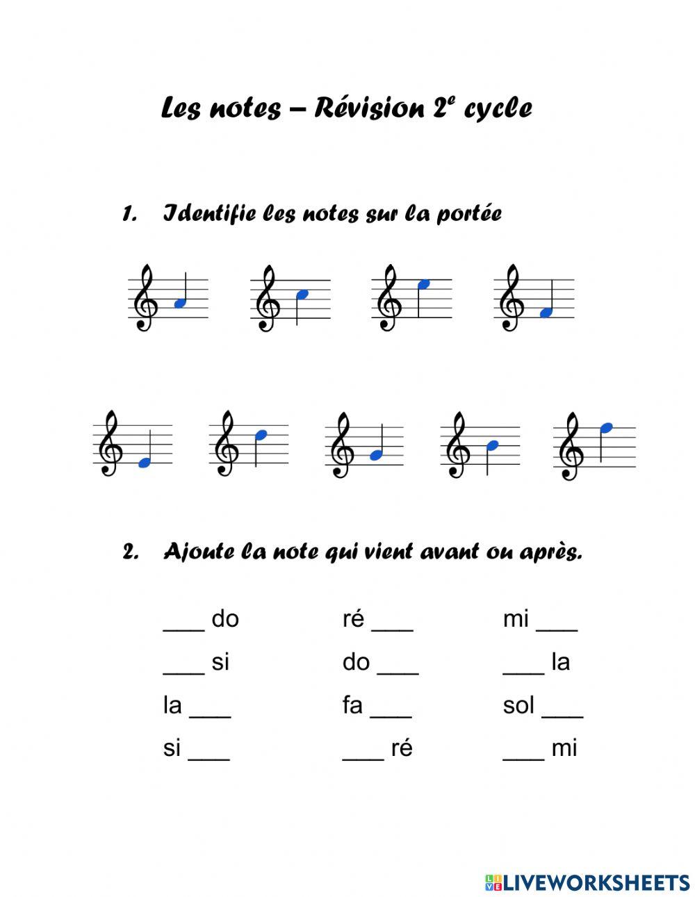 Les notes - Révision