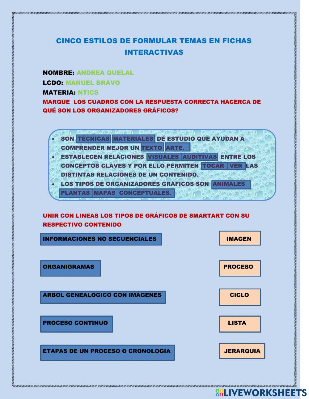 Tipos de fichas interactivas