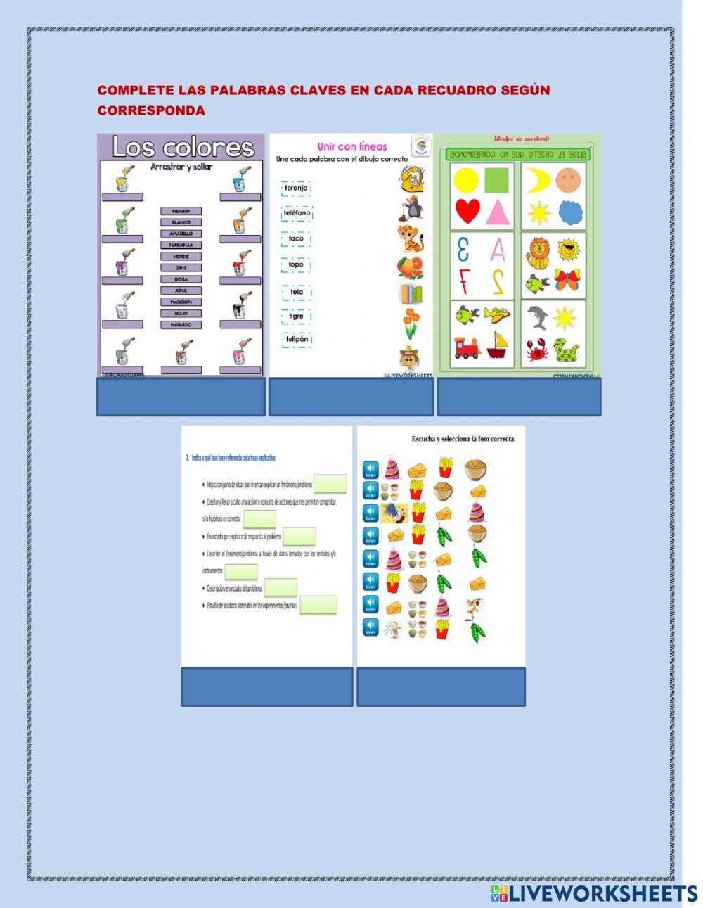 Tipos de fichas interactivas