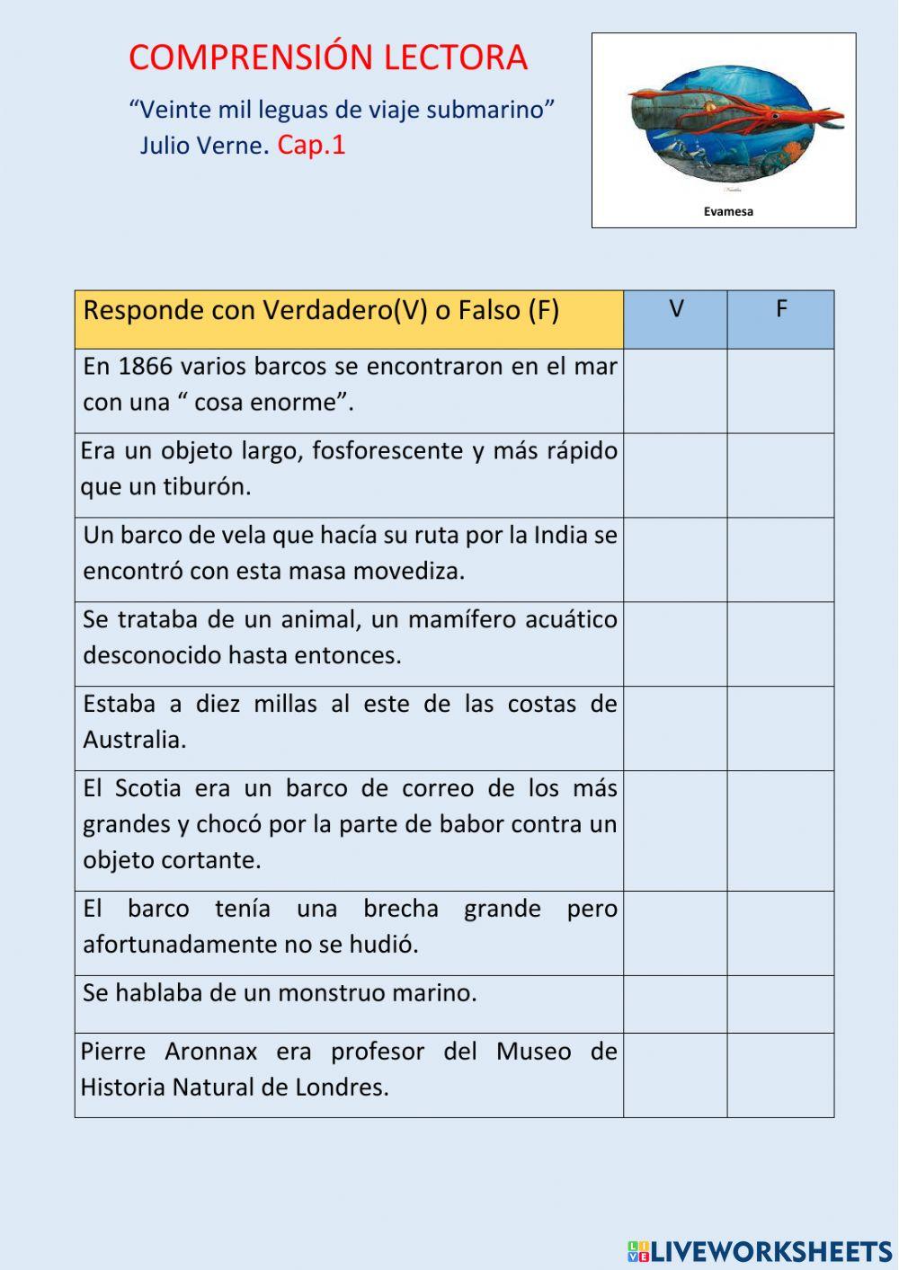 Comprensión lec… | Free Interactive Worksheets | 1785324, image size:1000x1413