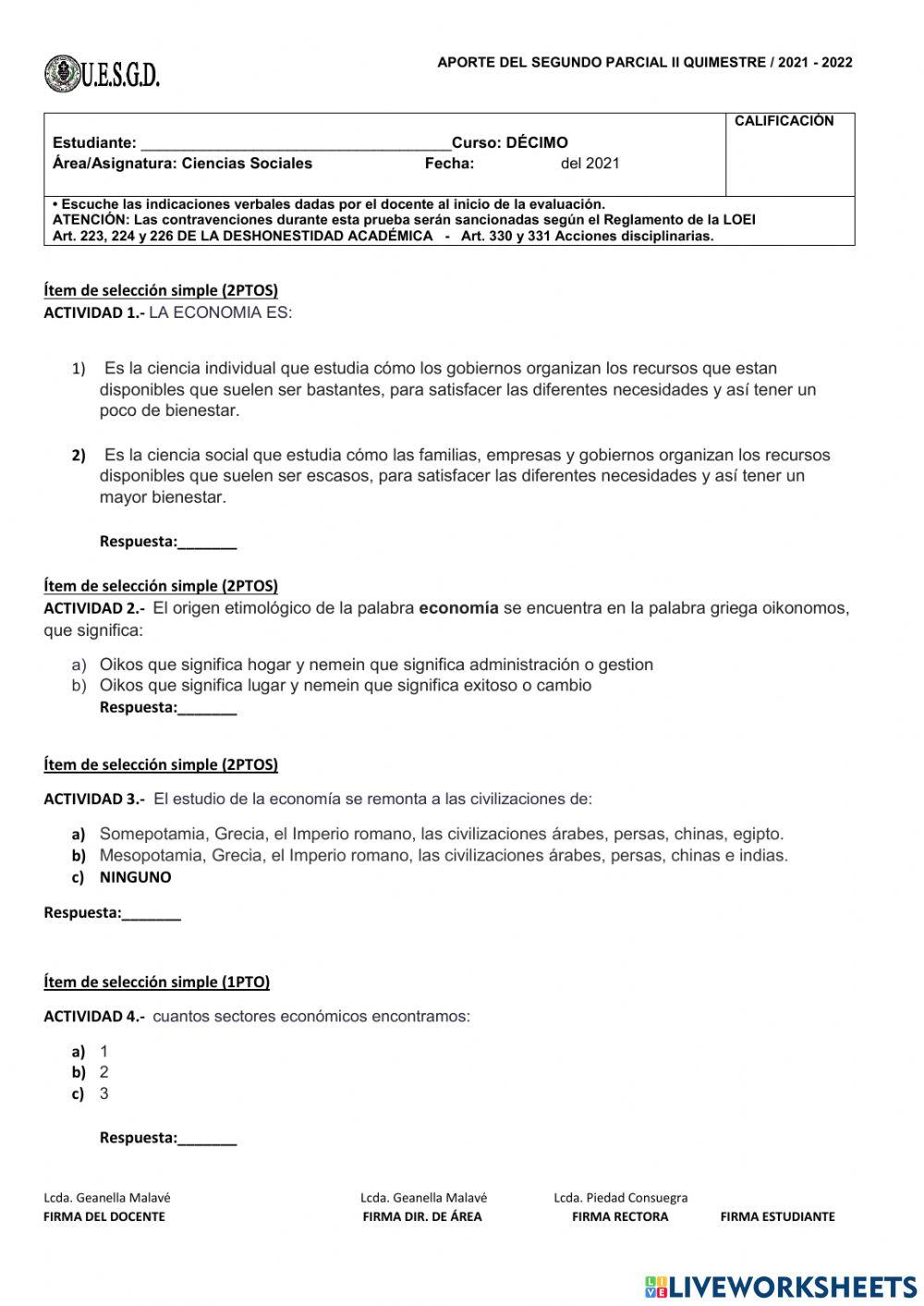 Evaluación segundo parcial