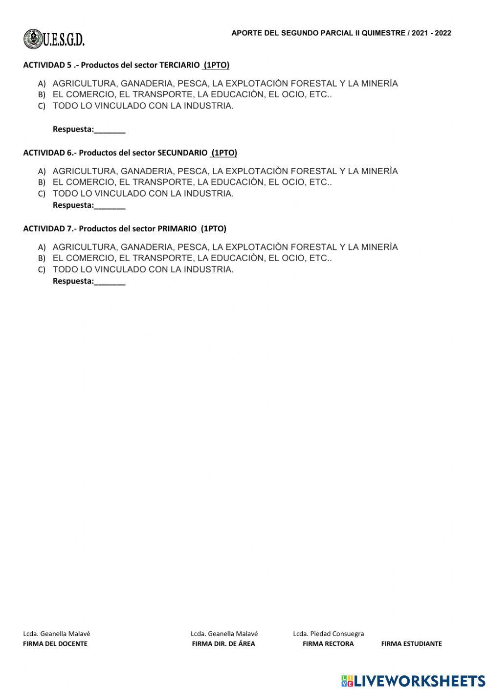 Evaluación segundo parcial