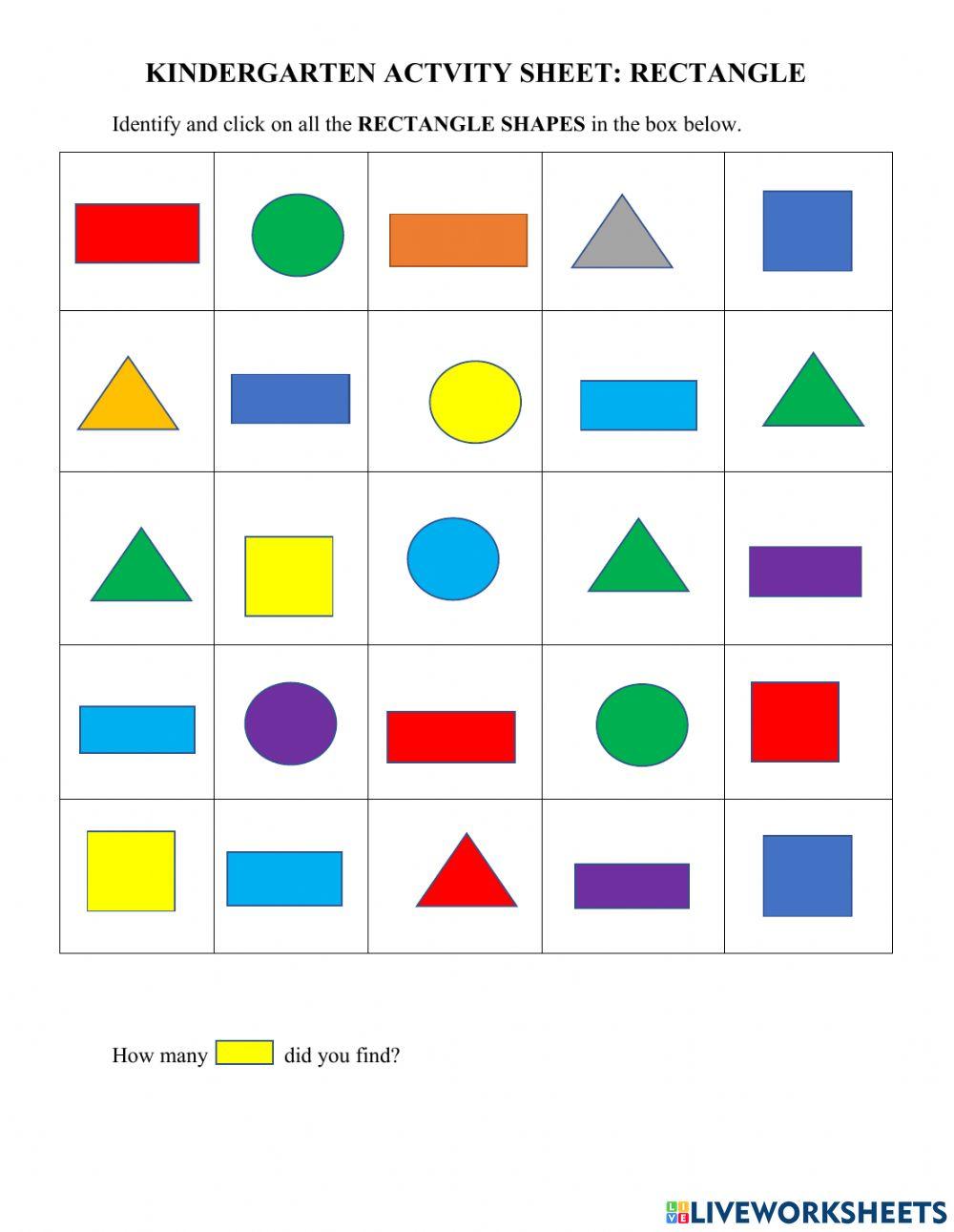 Rectangle shape activity sheet worksheet | Live Worksheets