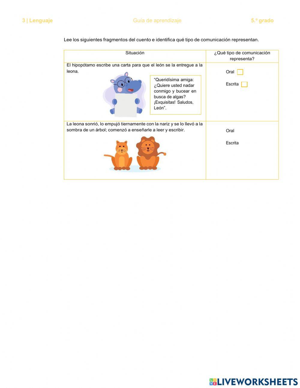 SEMANA 1 LENGUAJE. QUINTO GRADO