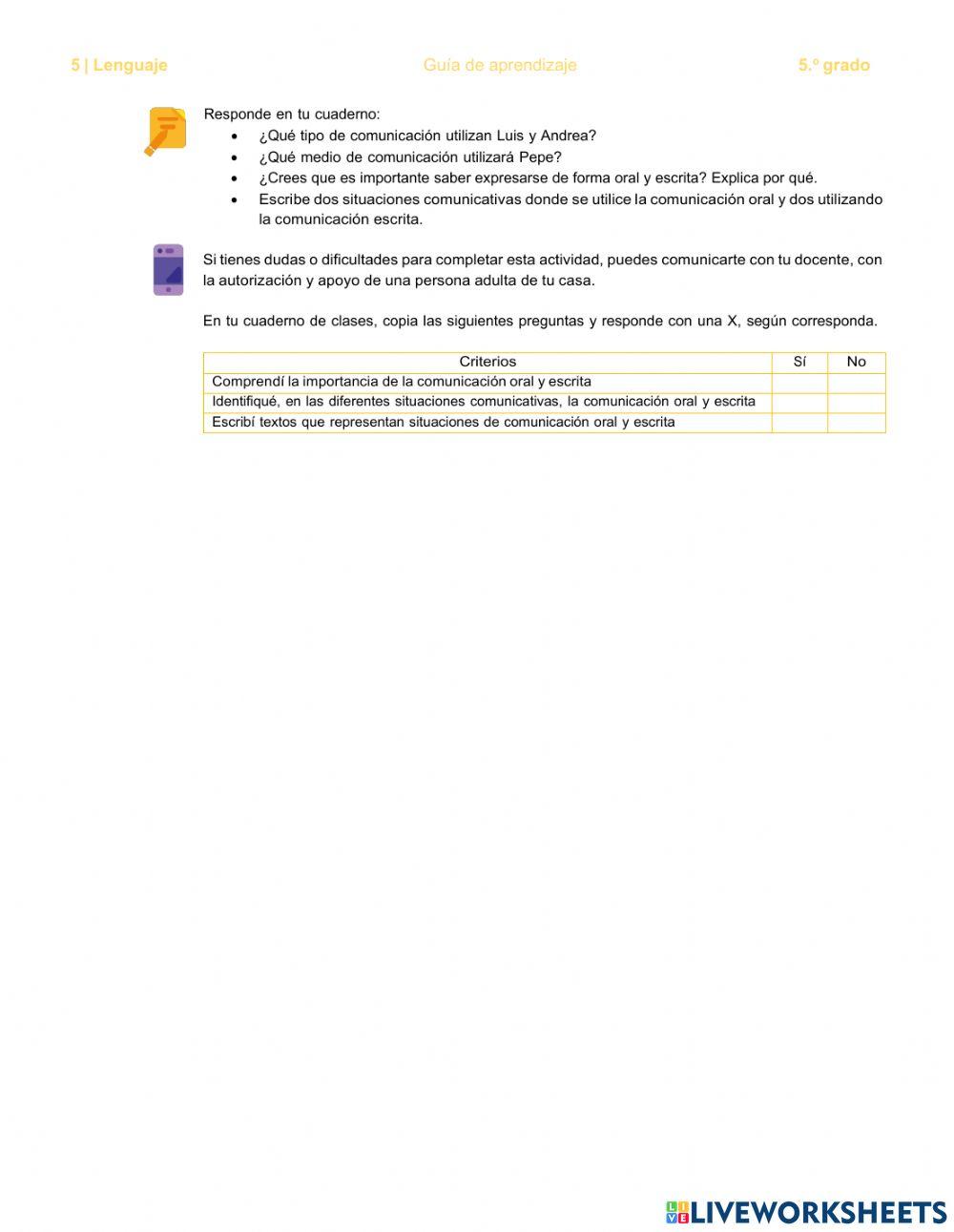 SEMANA 1 LENGUAJE. QUINTO GRADO