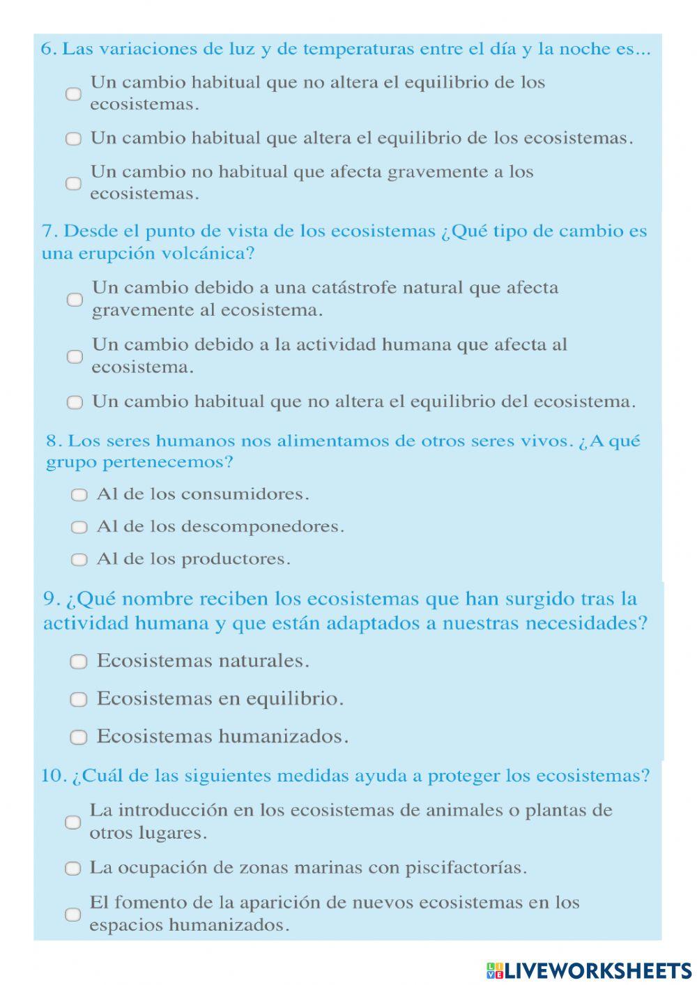 Preguntas repaso Unidad 3 – Naturales – Los seres vivos en su medio