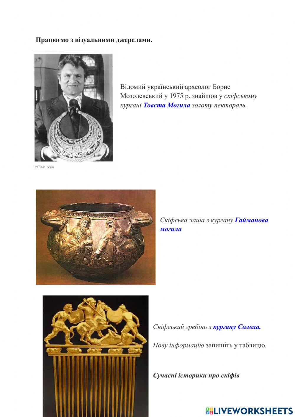 Практична робота -Що про скіфів розповідають історичні джерела-