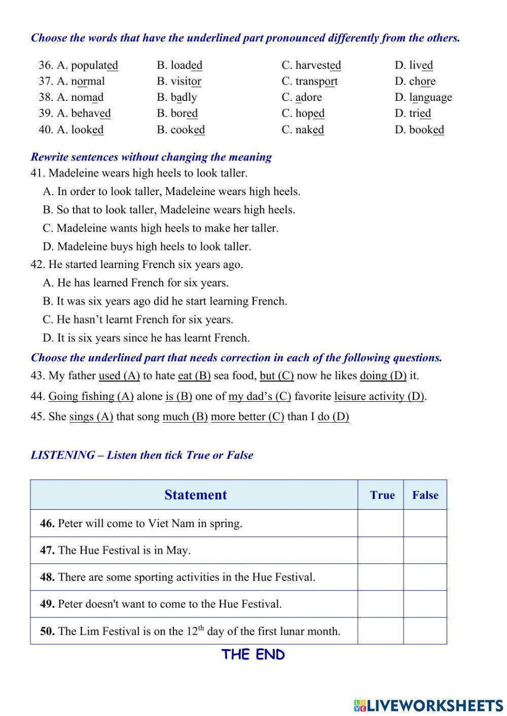 Tieng Anh Lop 8 - 1st Term Test 06