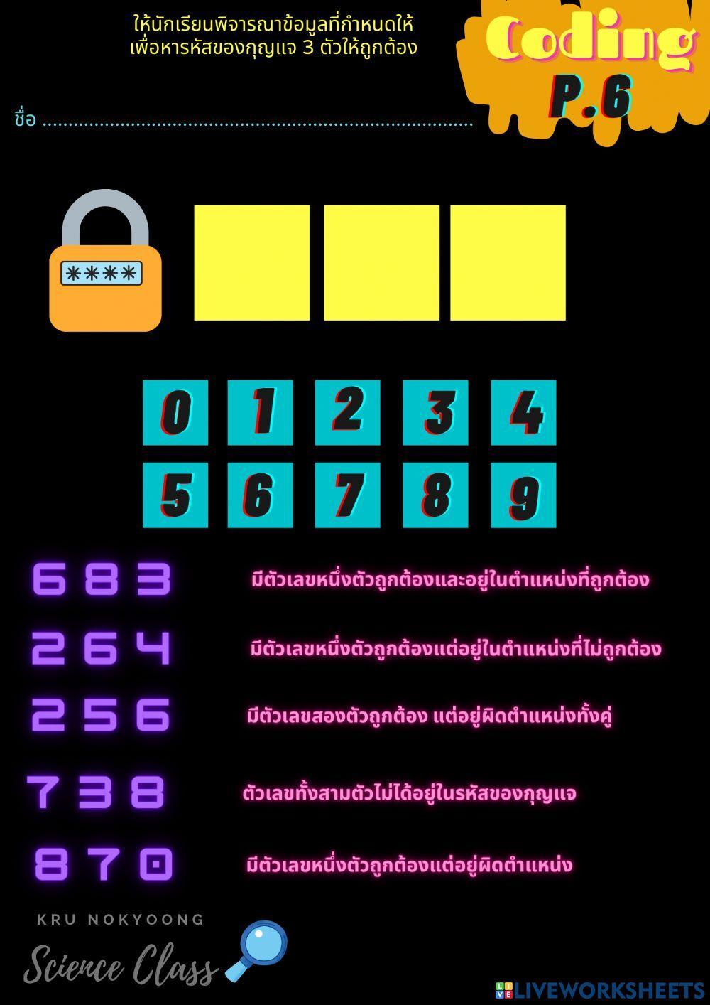การคาดการณ์ผลลัพธ์จากปัญหา : ไขรหัสกุญแจ (วิทยาการคำนวณ)