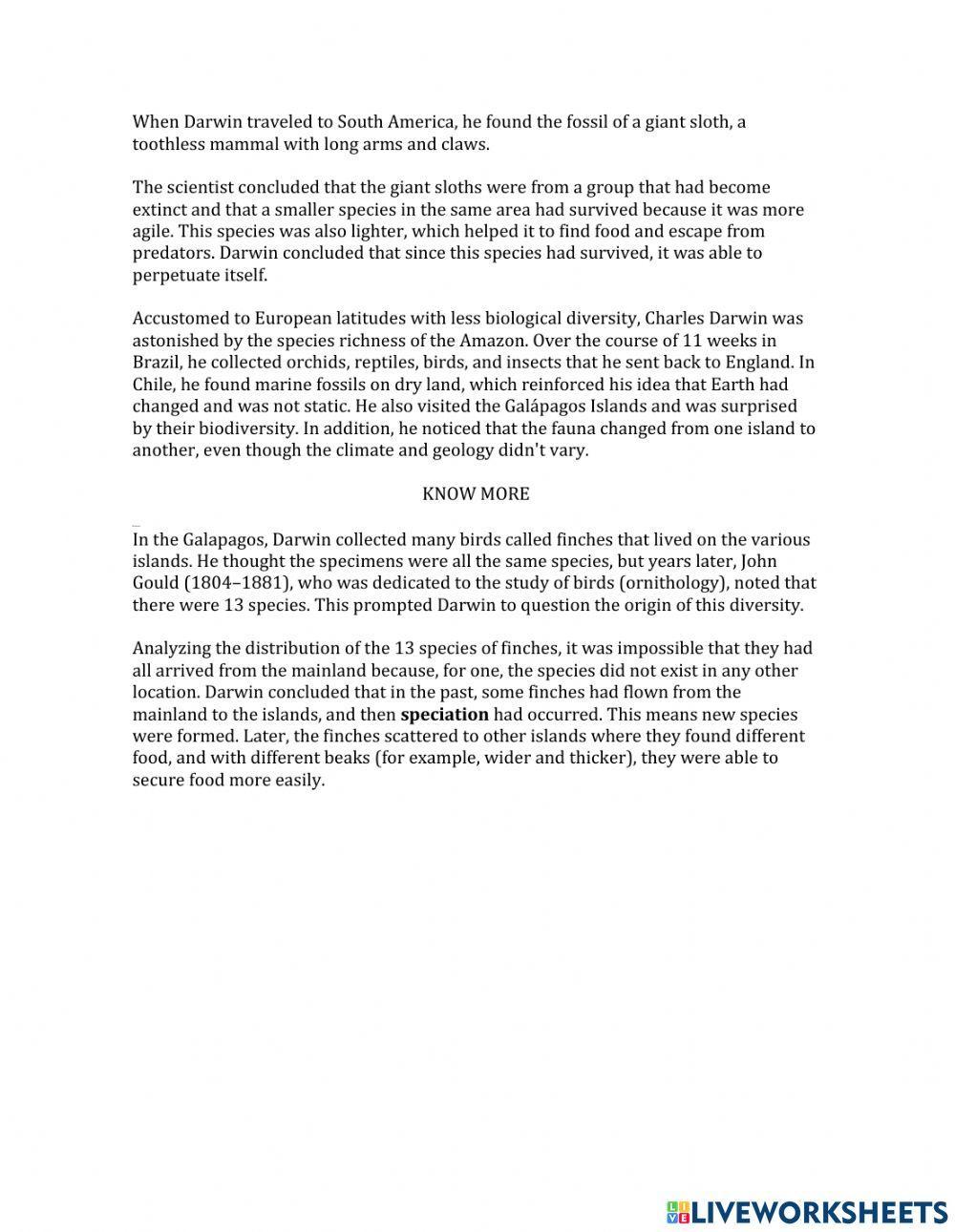 Charles Darwin's Theory of Evolution