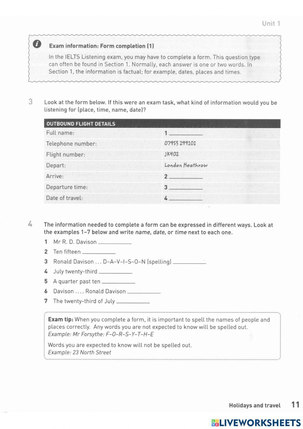 Unit 1-IELTS Listening Colllins