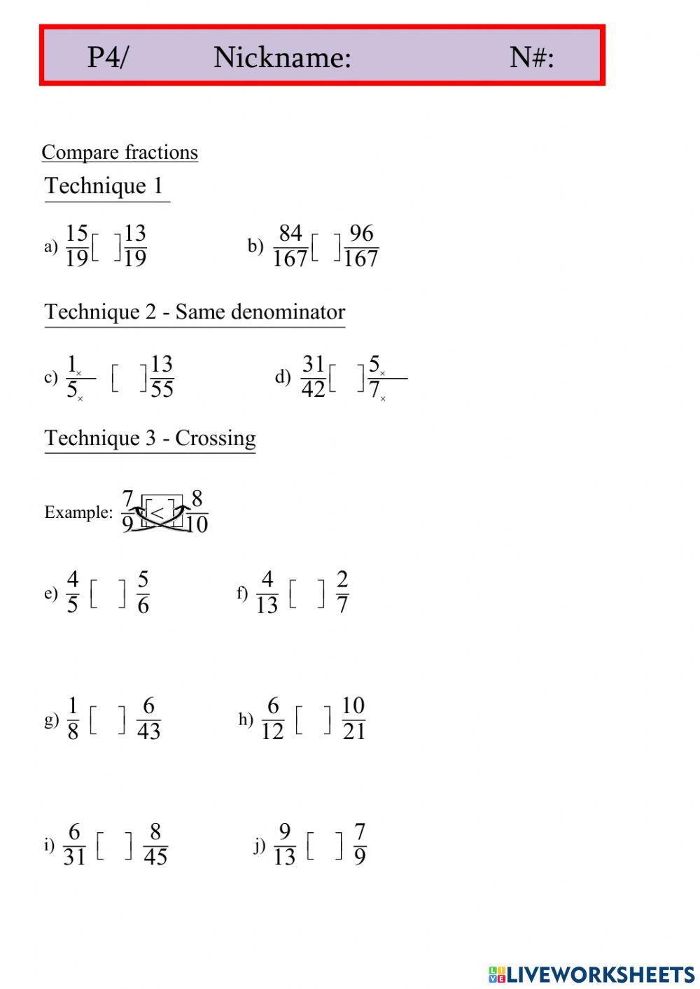 Compare fractions 002