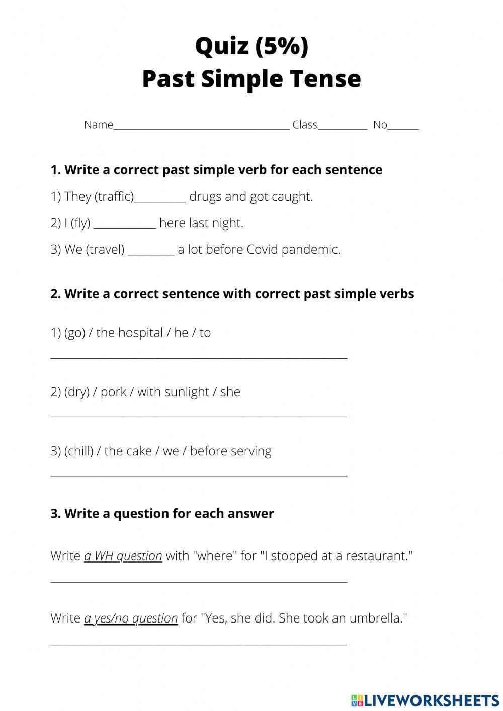 Past Simple Tense Past Simple Tense
