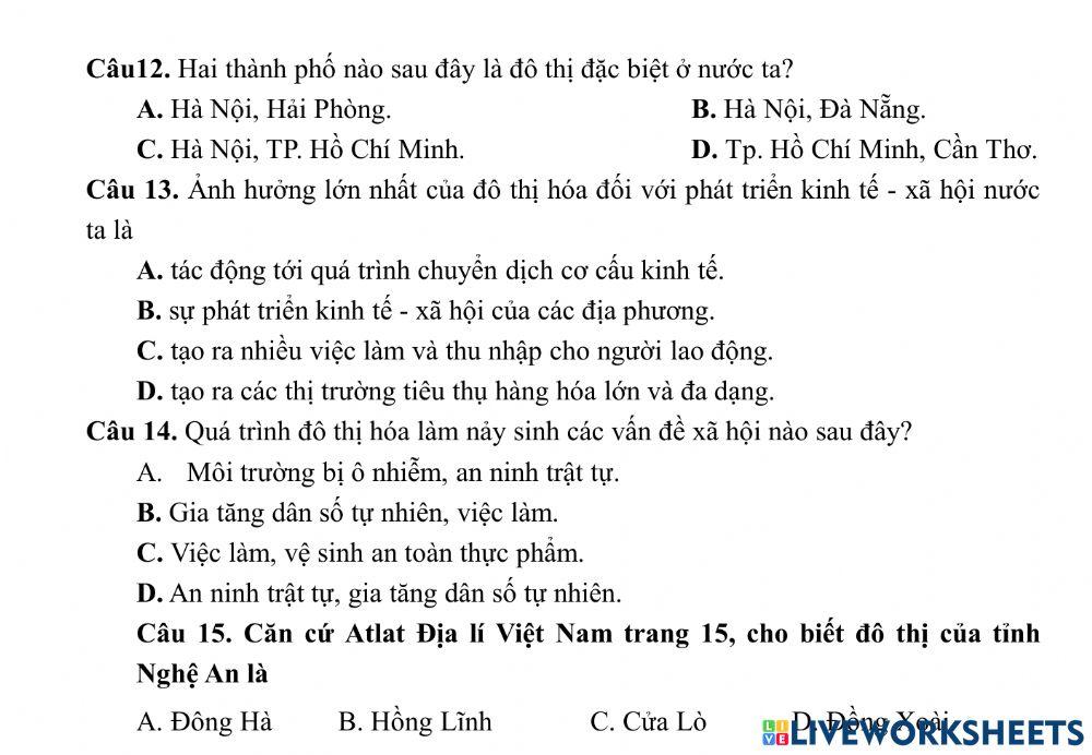 Bài 18. Đô Thị Hóa