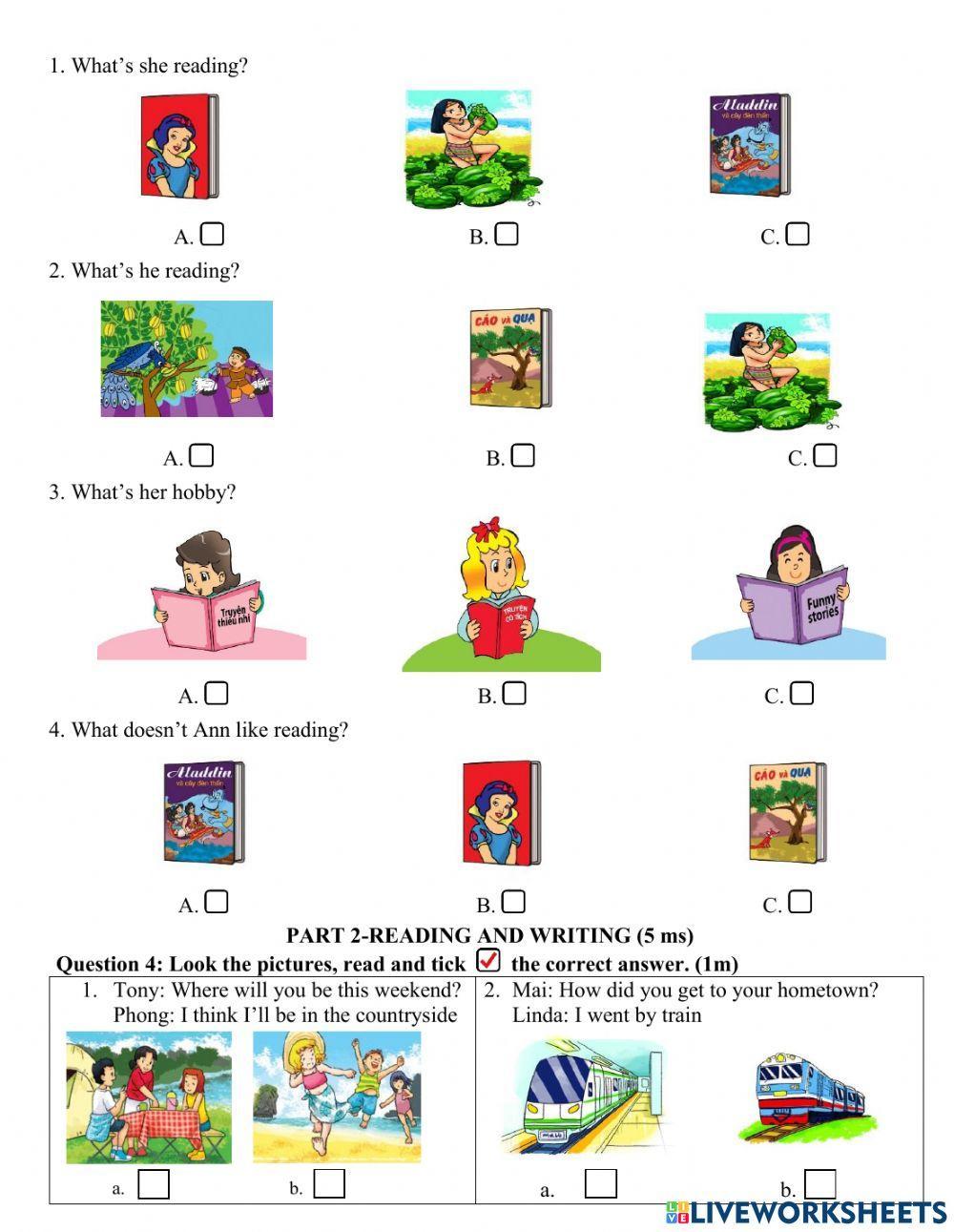 Đề kiểm tra môn tiếng Anh lớp 5 HK1