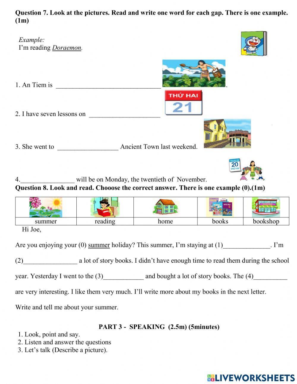 Đề kiểm tra môn tiếng Anh lớp 5 HK1