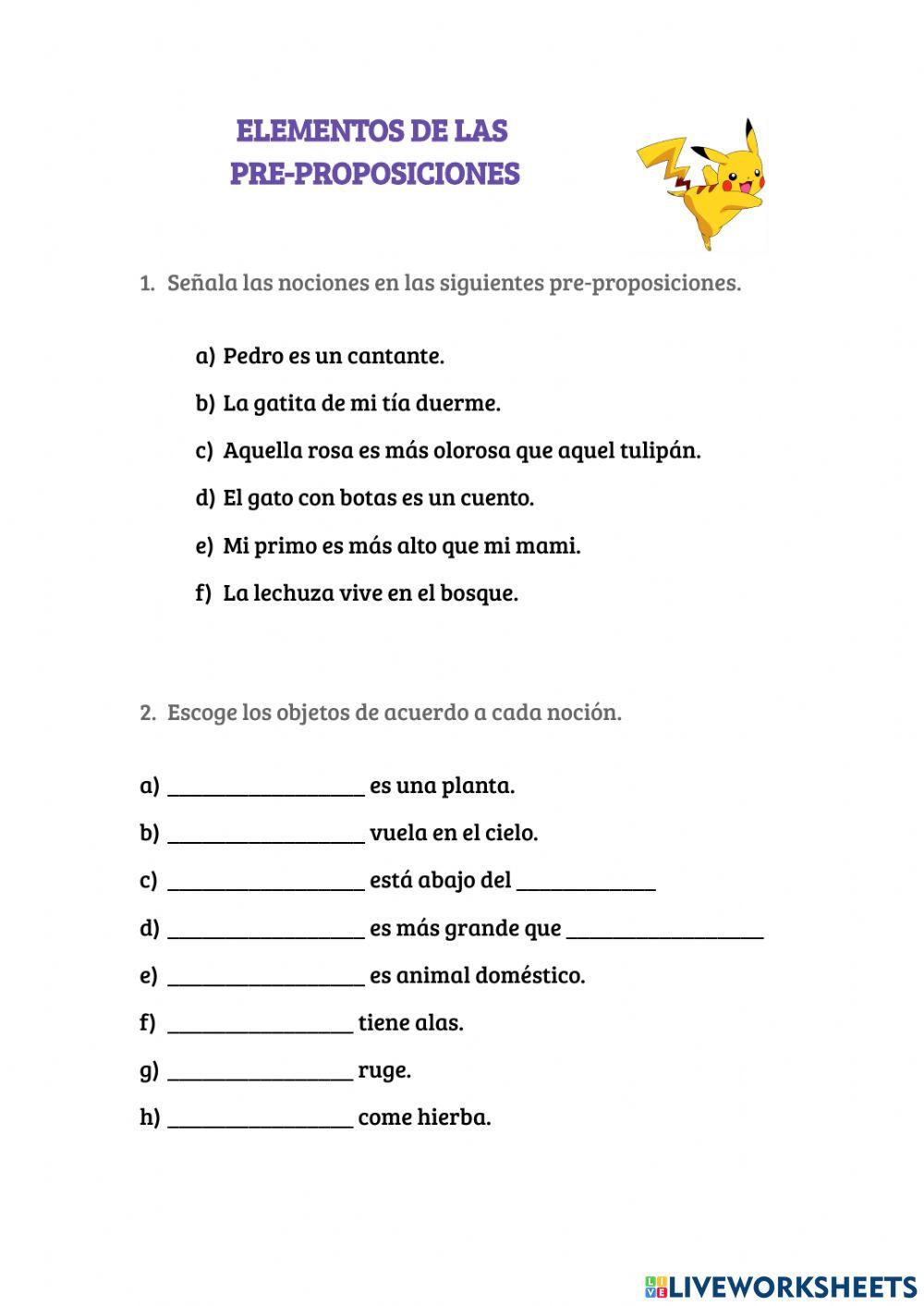 Elementos de las pre-proposiciones