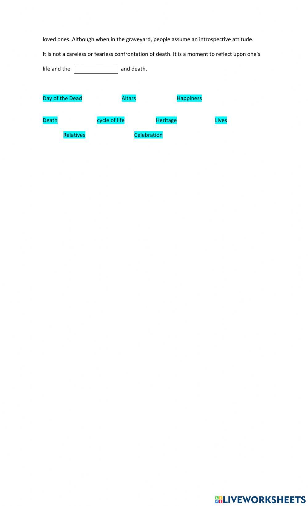 Writing Activity, Day of the dead