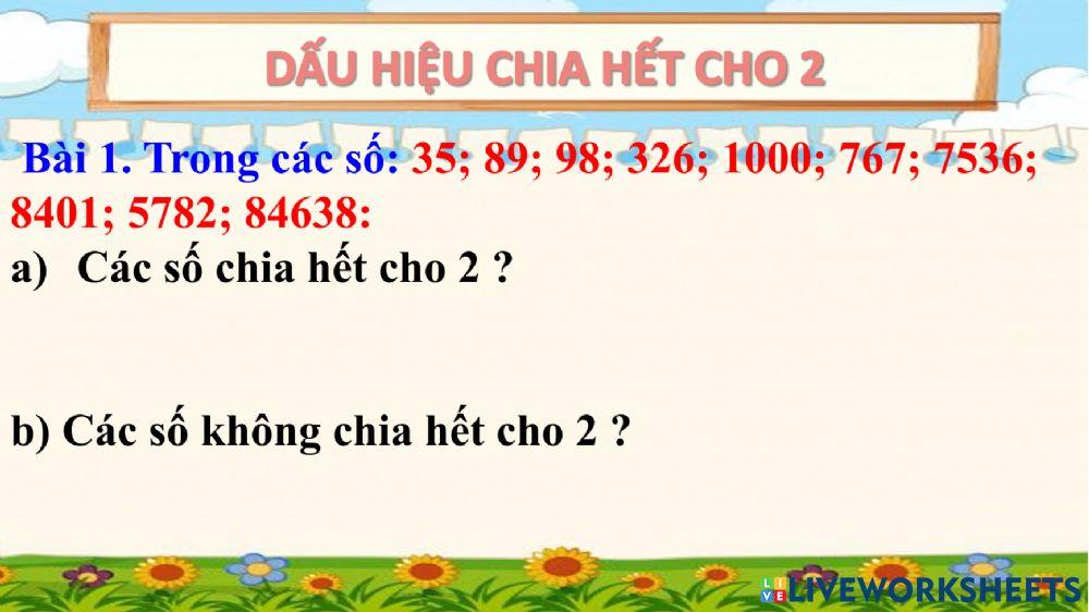 Dấu hiệu chia hết cho 2