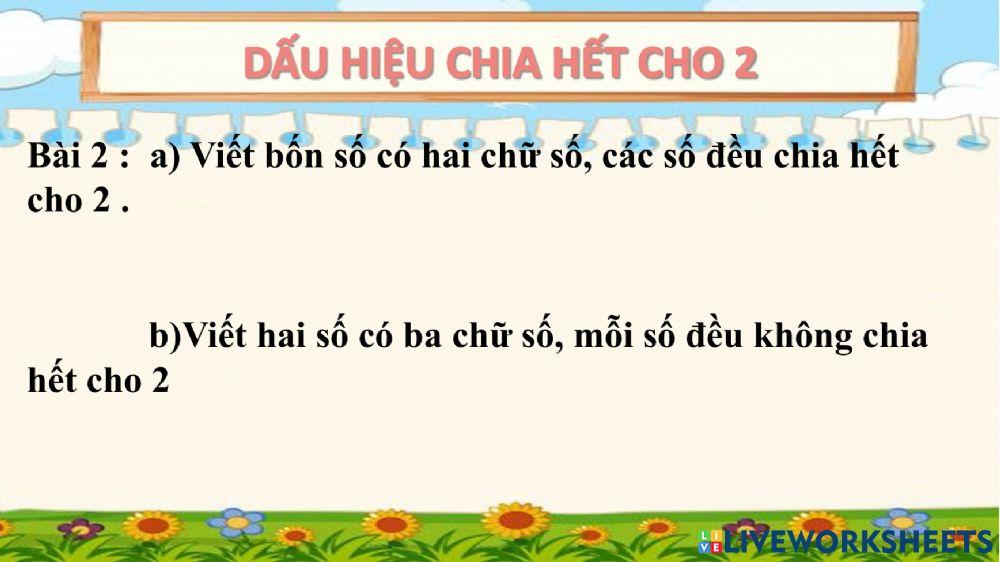 Dấu hiệu chia hết cho 2