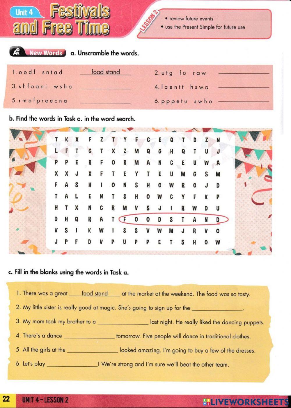 Unit 4: Festivals and Free time