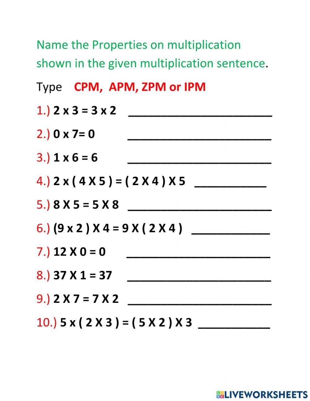 Properties of multiplication