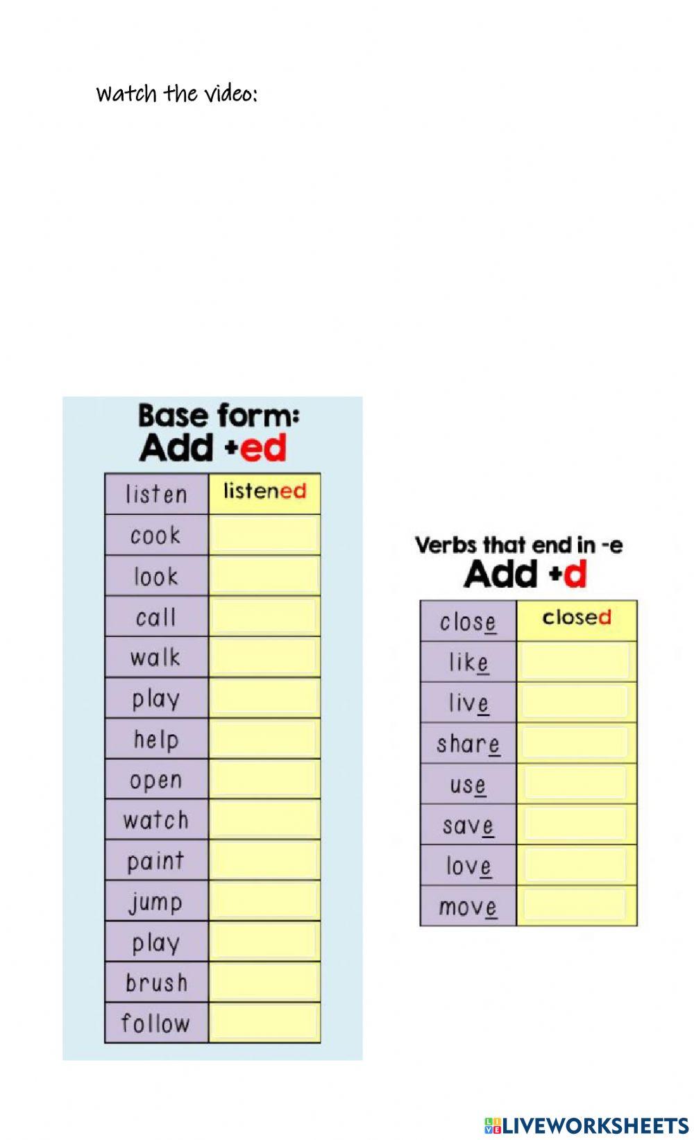 Regular past verbs