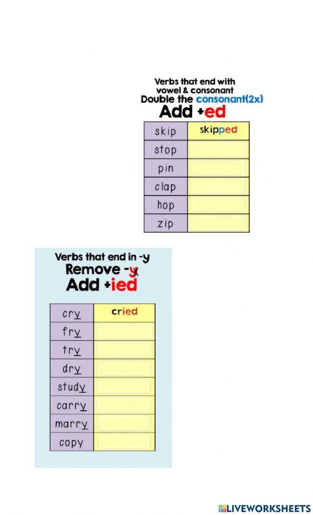 Regular past verbs