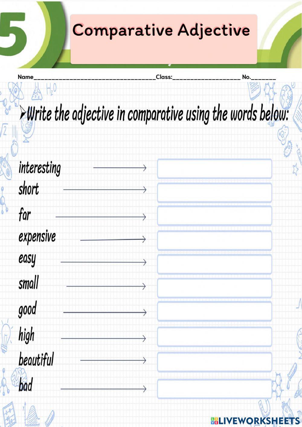 Comparative Adjective worksheet (M.3)
