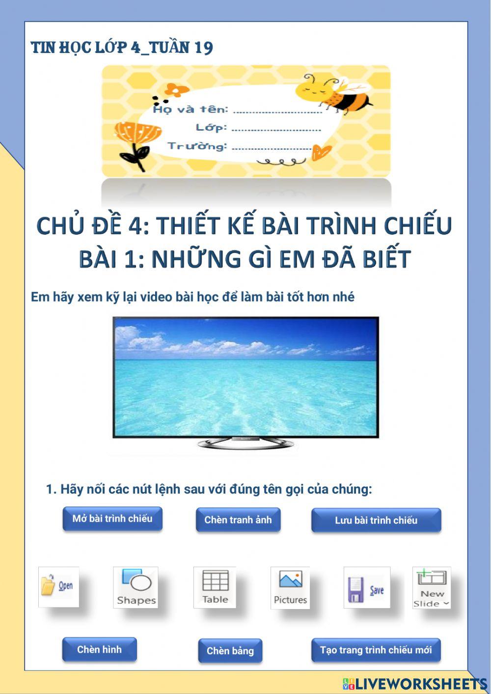 Tin học lớp 4-Tuàn 19-CĐ4-Bài 1: Những gì em đã biết