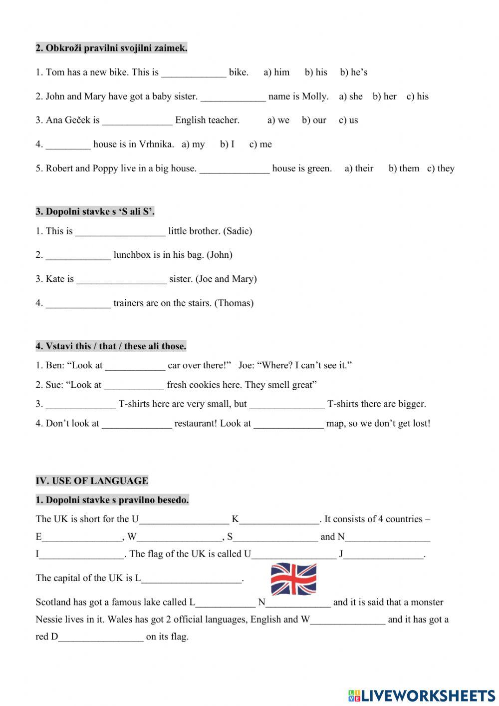 Preverjanje znanja 2 (Module 2) - 6.razred