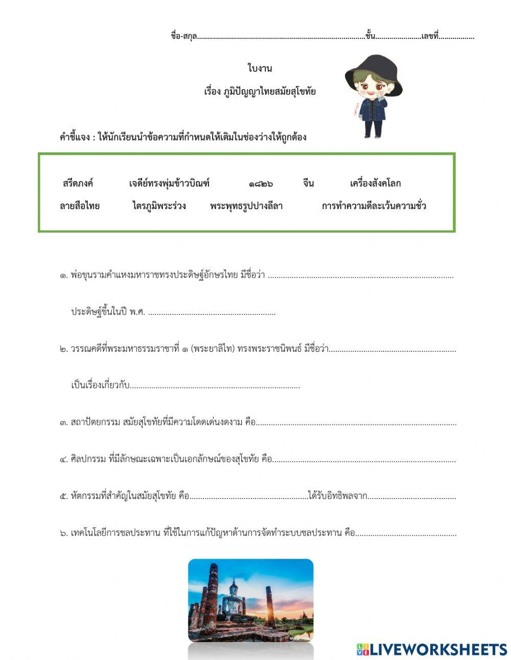 ภูมิปัญญาไทยสมัยสุโขทัย