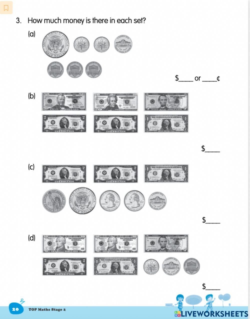 Counting Money (WB page 20 Dollars and Cents)