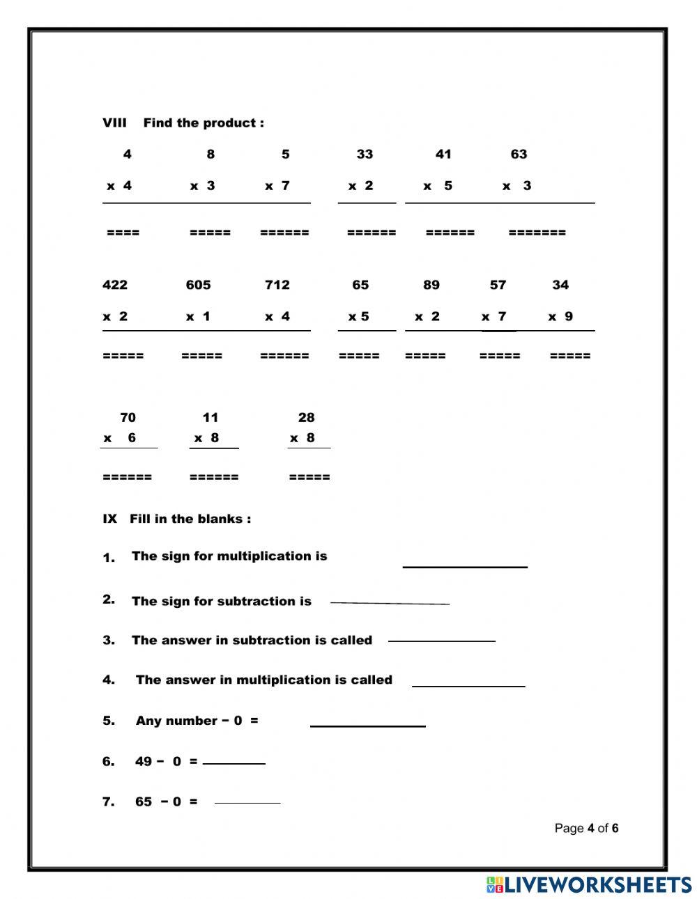 Maths online exercise for 1 5 live worksheets