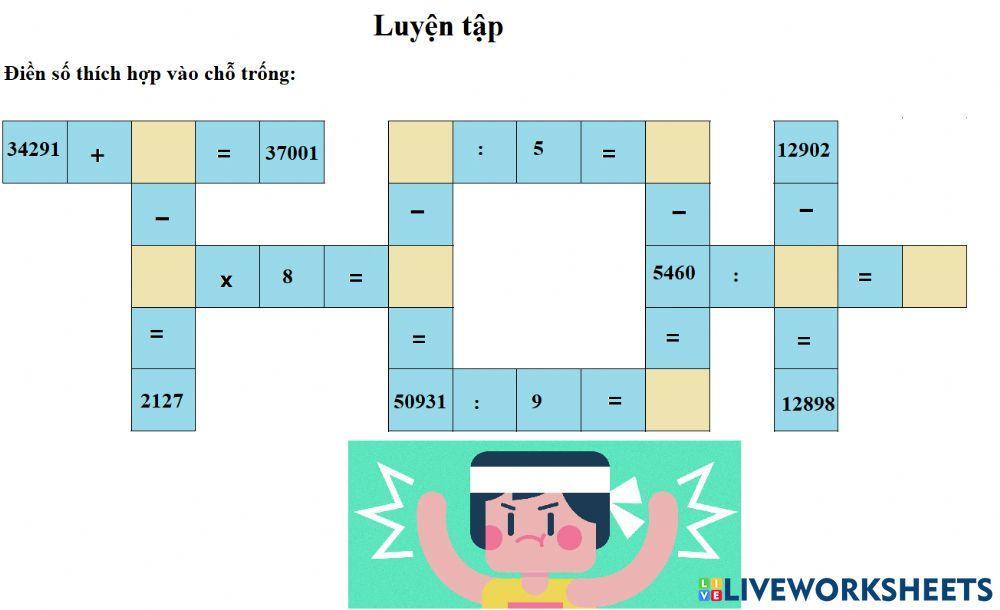 Luyện tập tìm thành phần chưa biết trong phép tính