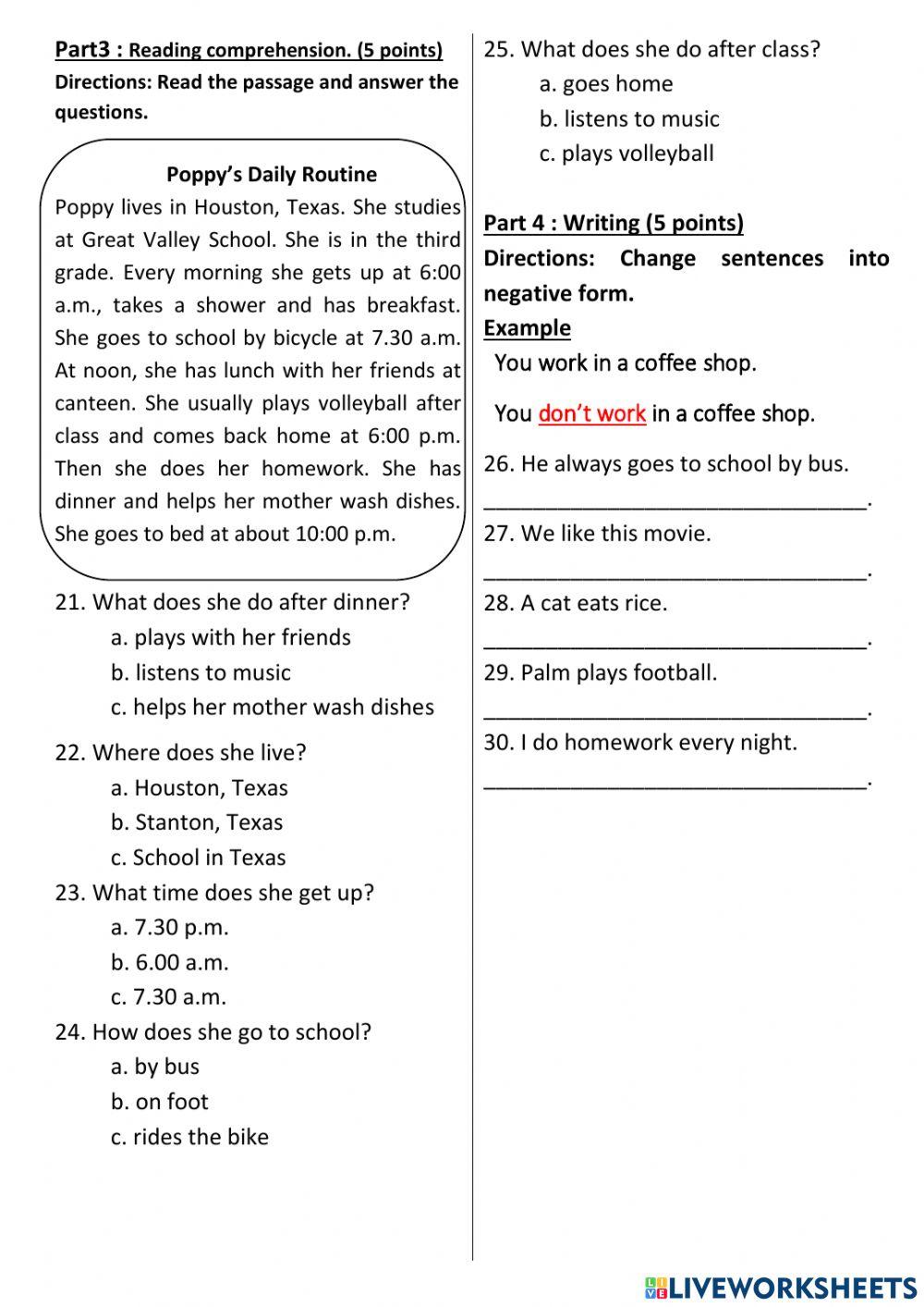 English Midterm Test for Gr.3