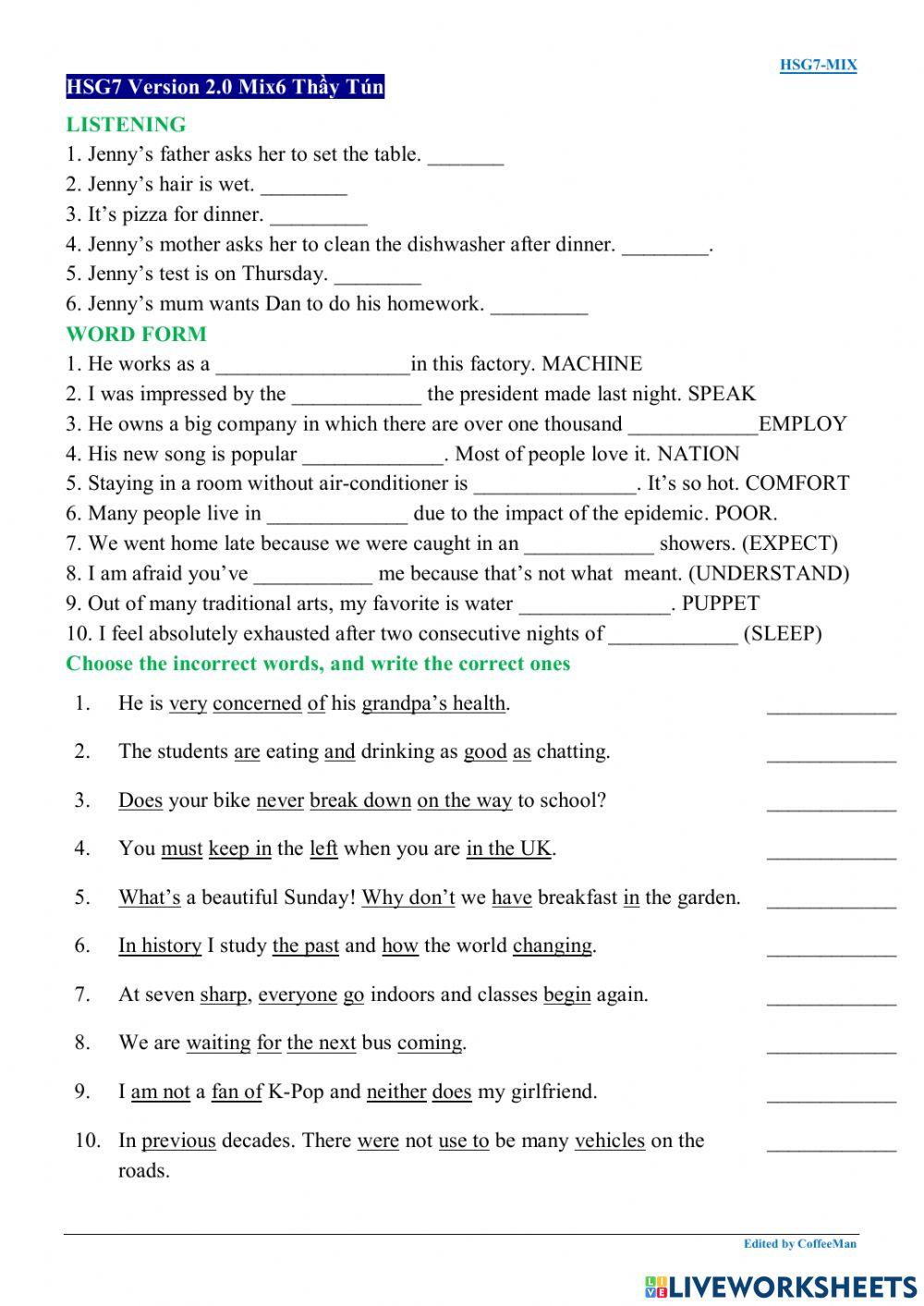 Practice test for grade 7