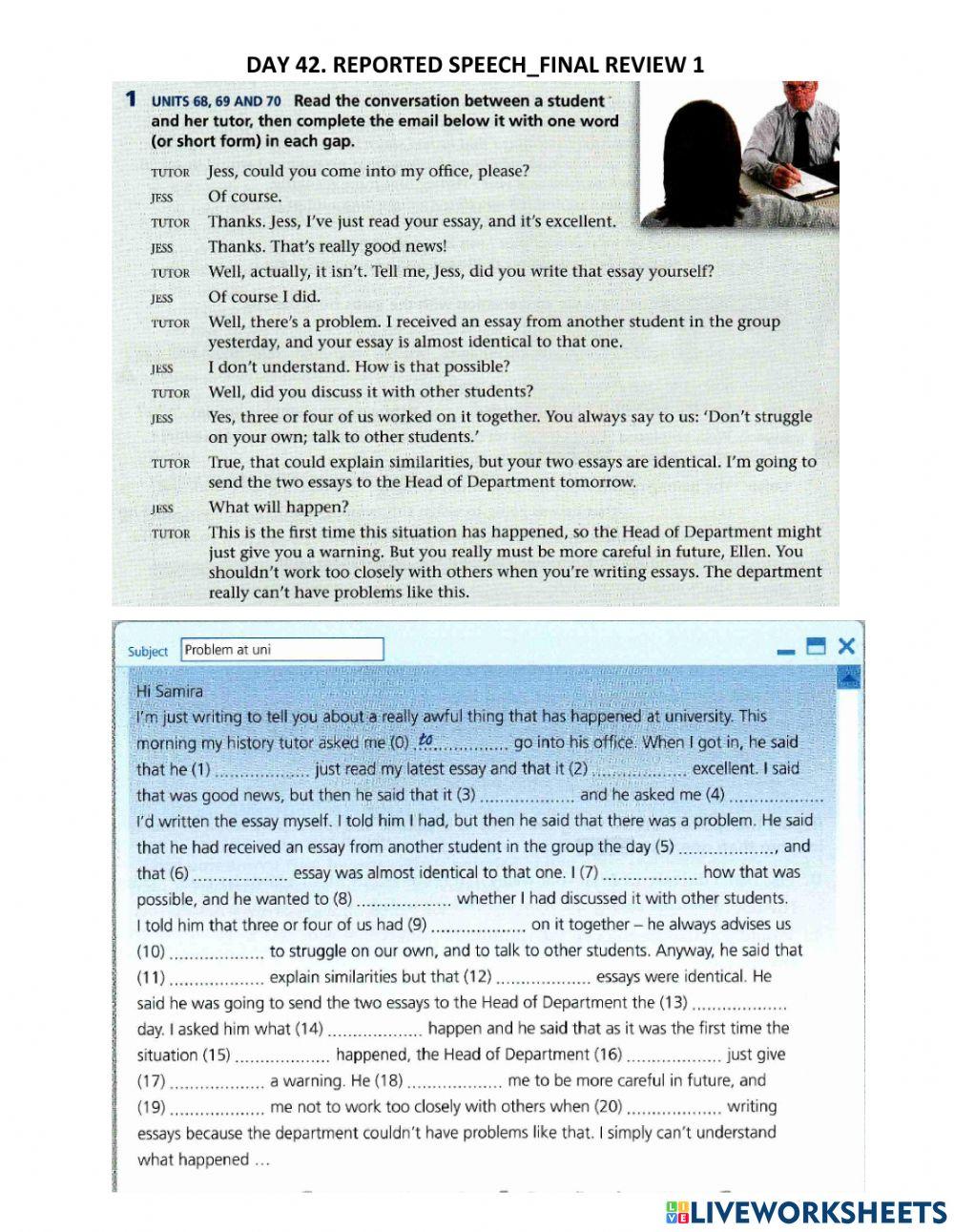 G6 Day 42 Reported speech review