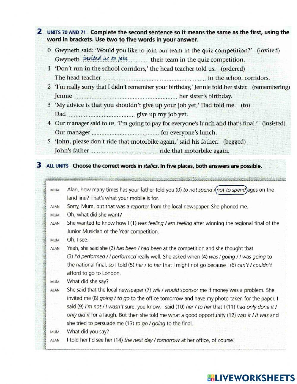 G6 Day 42 Reported speech review