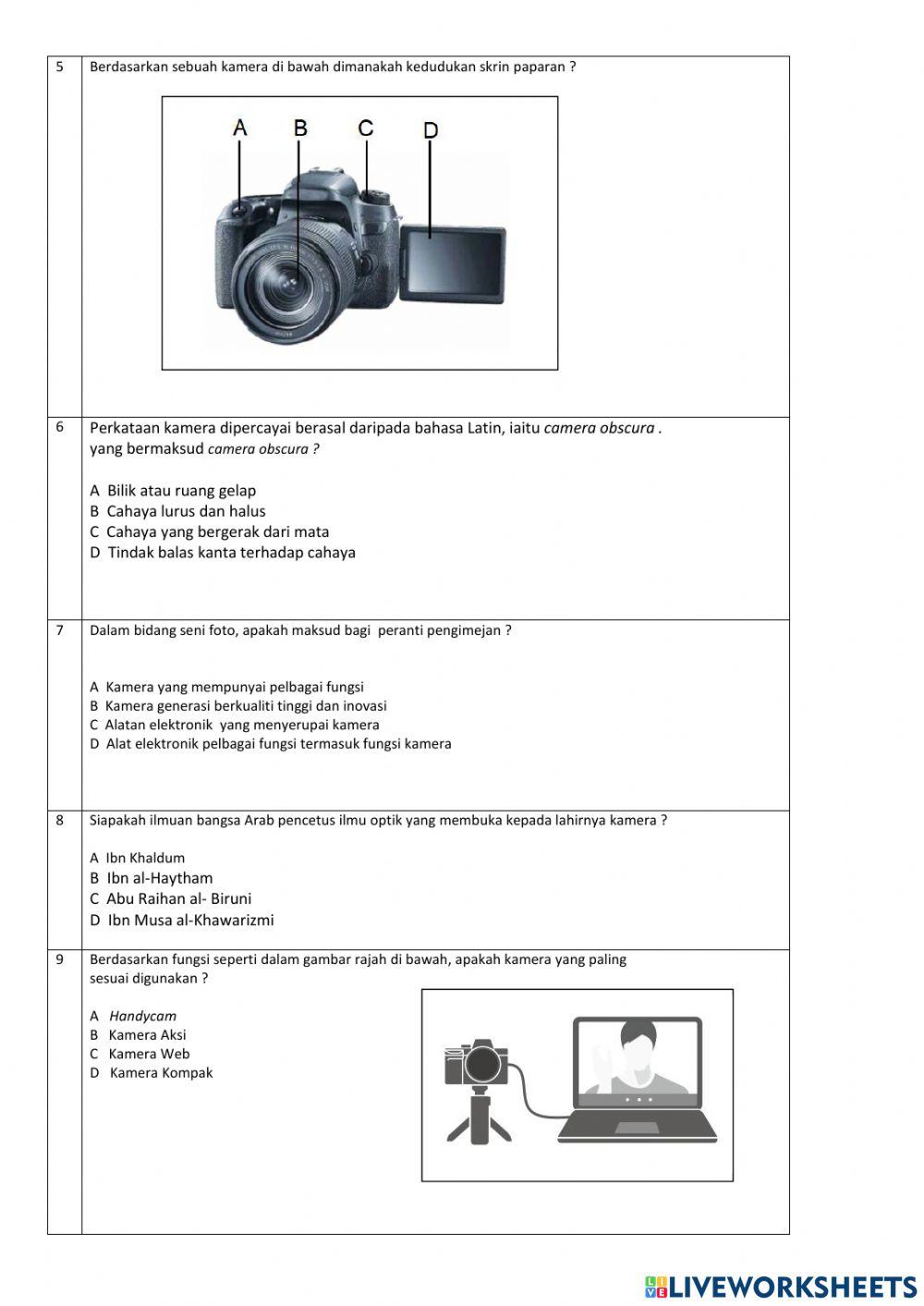 TINGKATAN 3 Tajuk 11 : Seni Foto (Kamera dan Peranti Pengimejan)