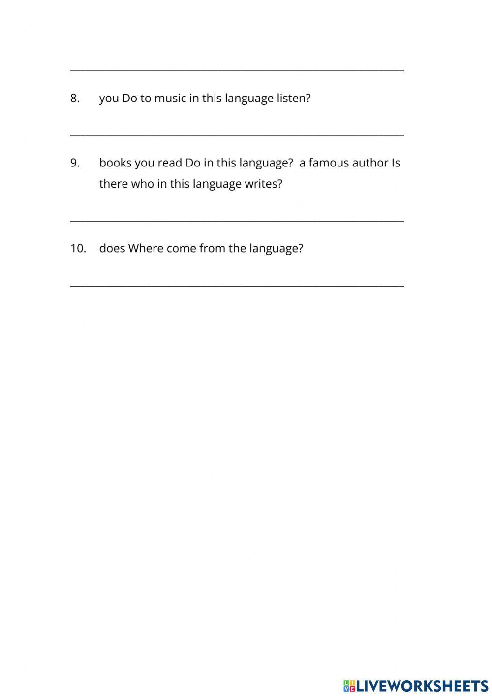 Put the words in the correct order