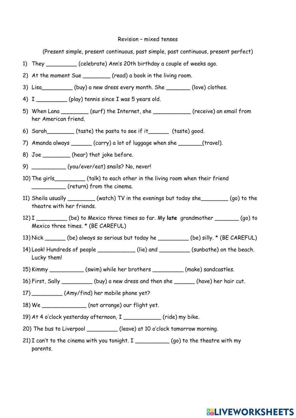 Mixed tenses - revision