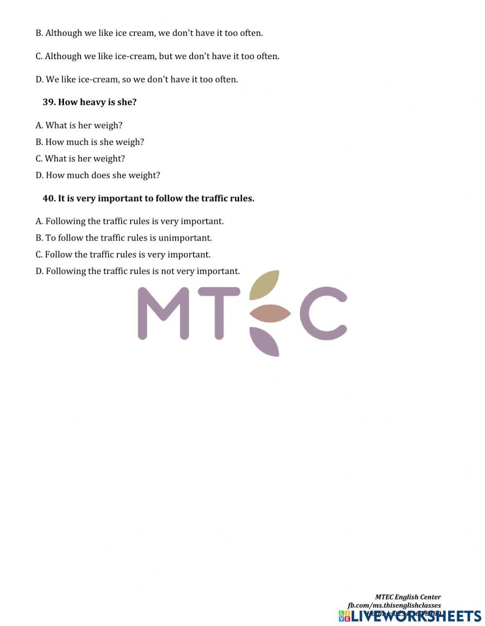 Grammar - practice test no 2